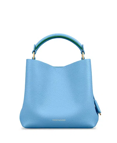 Maison De Sabre Leather Mini Leather Bucket Bag In Blue