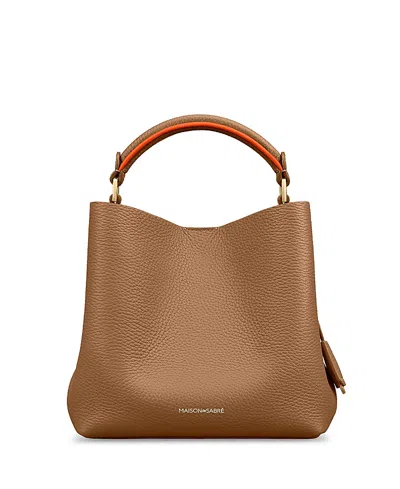 Maison De Sabre Leather Mini Leather Bucket Bag In Brown