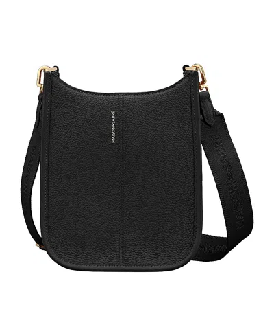 Maison De Sabre Leather Mini Saddle Bag In Black Caviar