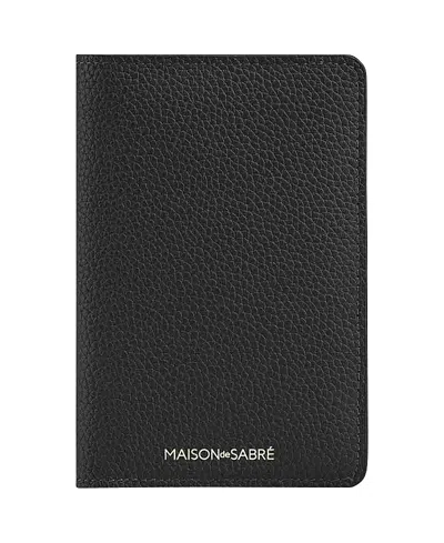 Maison De Sabre Leather Passport Holder In Black Caviar