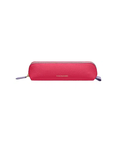 Maison De Sabre Leather Pencil Case In Fuchsia Lavender