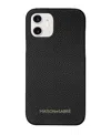 Maison De Sabre Leather Phone Case (iphone 12) In Black Caviar
