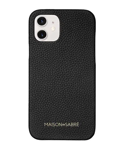 Maison De Sabre Leather Phone Case (iphone 12) In Black Caviar