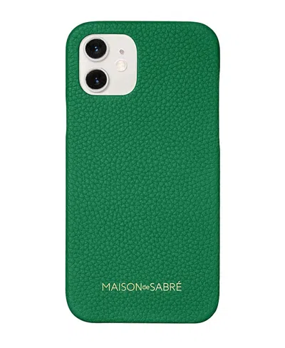 Maison De Sabre Leather Phone Case (iphone 12) In Emerald Green