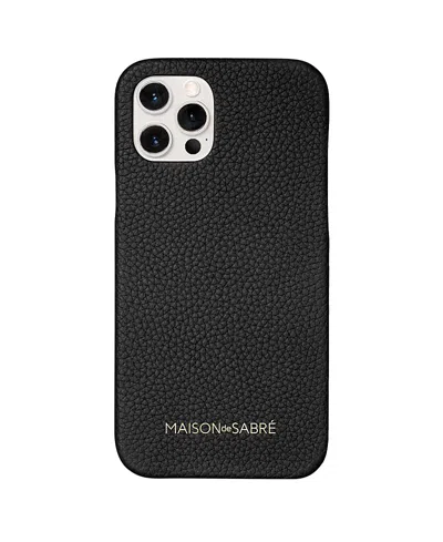 Maison De Sabre Leather Phone Case (iphone 12 Pro) In Black Caviar