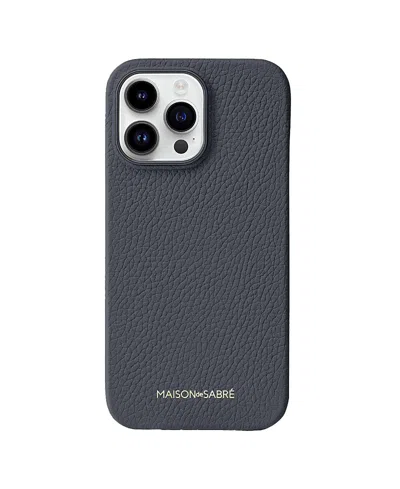 Maison De Sabre Leather Phone Case (iphone 14 Pro) In Graphite Grey
