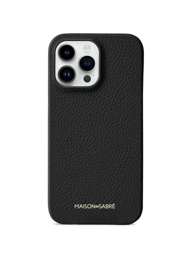Maison De Sabre Iphone 14 Pro Max Pebbled Leather Phone Case In Black