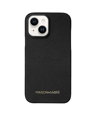 Maison De Sabre Leather Phone Case (iphone 15) In Black Caviar