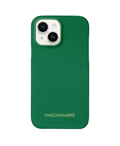 Maison De Sabre Leather Phone Case (iphone 15) In Emerald Green