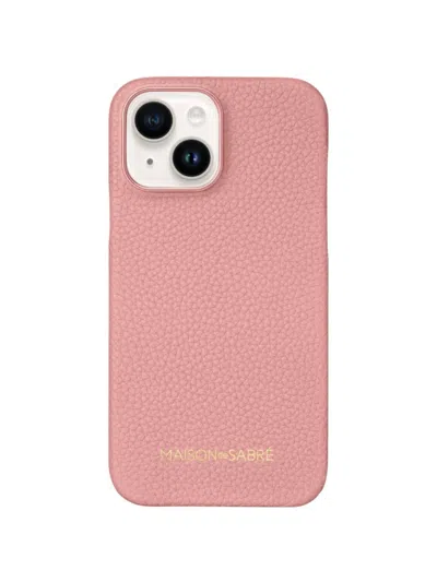 Maison De Sabre Leather Phone Case (iphone 15) In Pink Lily