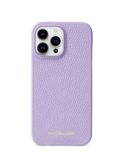 Maison De Sabre Leather Phone Case Iphone 15 Pro In Lavender Purple
