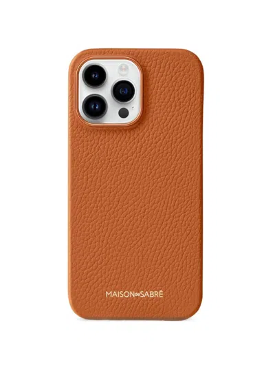Maison De Sabre Leather Phone Case (iphone 15 Pro Max) In Pecan Brown