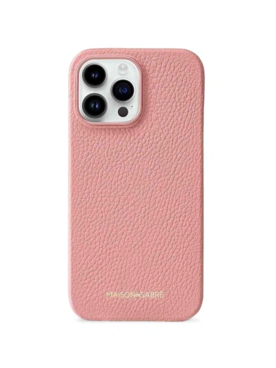 Maison De Sabre Leather Phone Case Iphone 15 Pro In Pink
