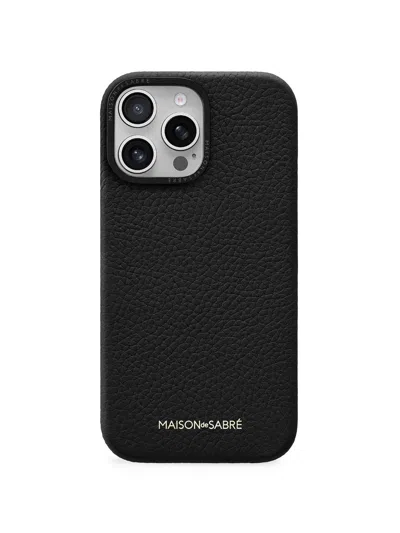 Maison De Sabre Leather Phone Case (iphone 16 Pro) In Black