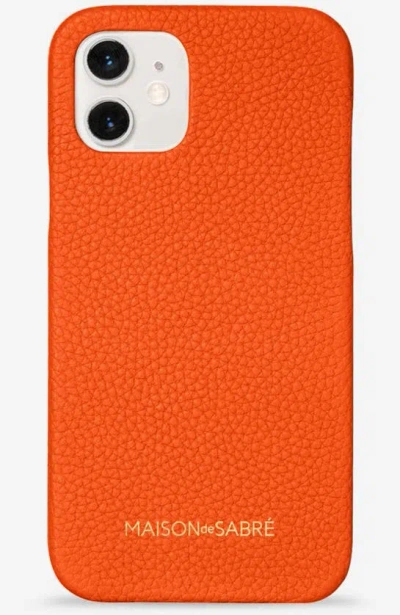 Maison De Sabre Leather Phone Case (iphone 12) In Manhattan Orange