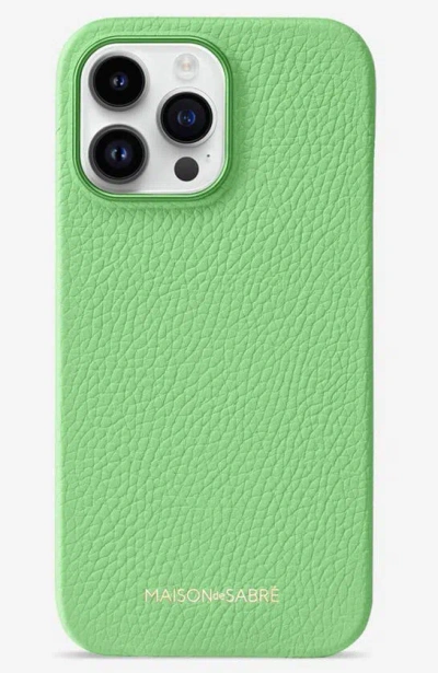 Maison De Sabre Leather Phone Case In Mint Green