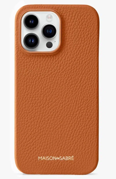 Maison De Sabre Leather Phone Case In Brown