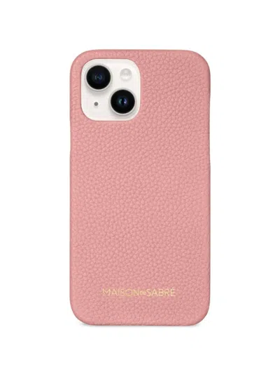 Maison De Sabre Leather Phone Case In Pink Lily