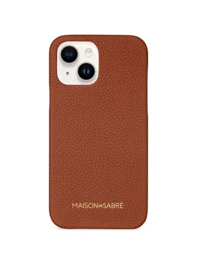 Maison De Sabre Leather Phone Case In Walnut Brown