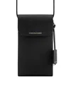 Maison De Sabre Leather Phone Pouch In Black Caviar