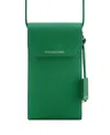 Maison De Sabre Leather Phone Pouch In Emerald Green