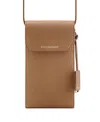 Maison De Sabre Leather Phone Pouch In Sandstone Brown