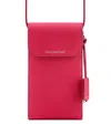 Maison De Sabre Leather Phone Pouch In Shibuya Fuchsia