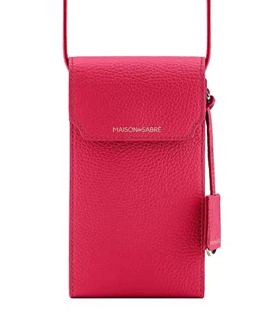 Maison De Sabre Leather Phone Pouch In Shibuya Fuchsia