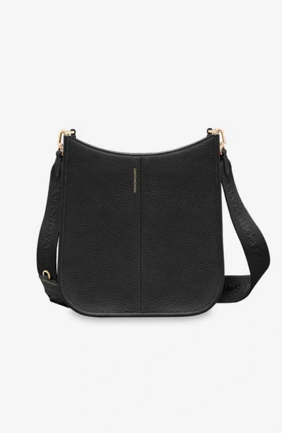 Maison De Sabre Leather Saddle Bag In Black Caviar