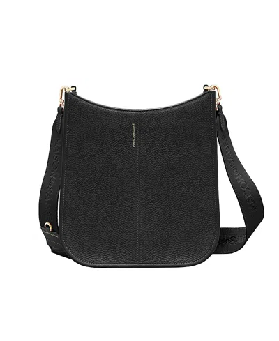 Maison De Sabre Leather Saddle Bag In Black Caviar