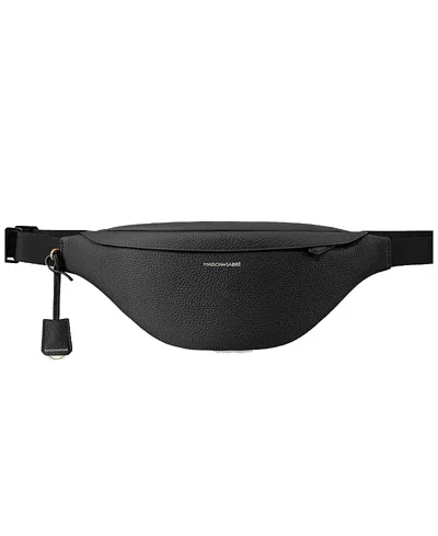 Maison De Sabre Leather Sling Bag In Black Caviar
