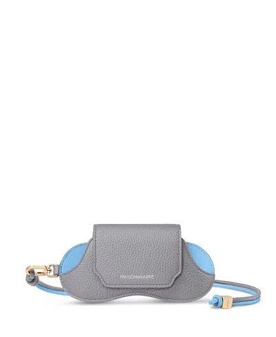 Maison De Sabre Leather Sunglasses Sling Case In Gray