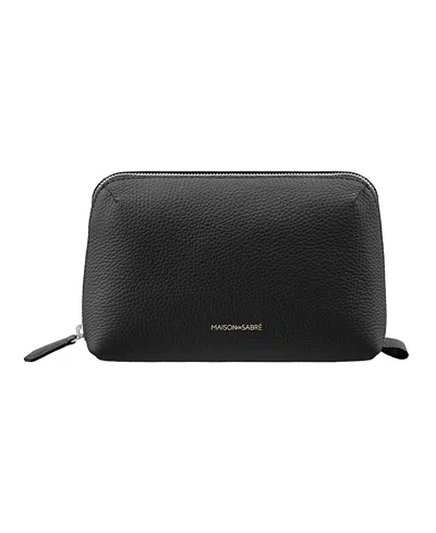 Maison De Sabre Leather Tech Pouch In Black Caviar