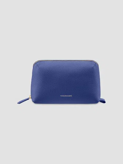 Maison De Sabre Leather Tech Pouch In Blue