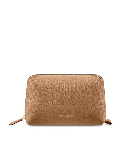 Maison De Sabre Leather Tech Pouch In Brown