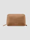 Maison De Sabre Leather Tech Pouch In Brown