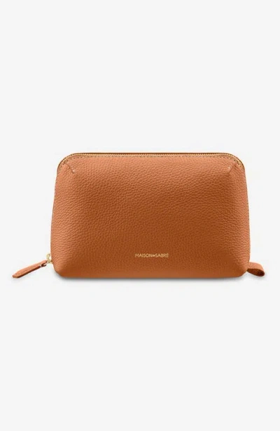 Maison De Sabre Maison De Sabré Leather Tech Pouch In Pecan Brown