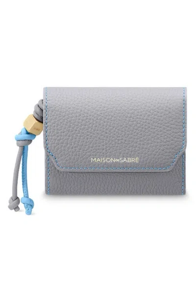 Maison De Sabre Pebbled Leather Trifold Wallet In Gray
