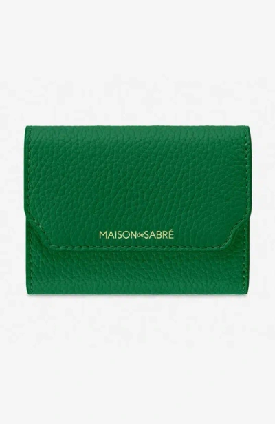 Maison De Sabre Maison De Sabré Leather Trifold Wallet In Emerald Lily