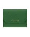 Maison De Sabre Maison De Sabré Leather Trifold Wallet In Emerald Lily