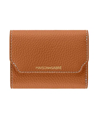 Maison De Sabre Leather Trifold Wallet In Pecan Brown