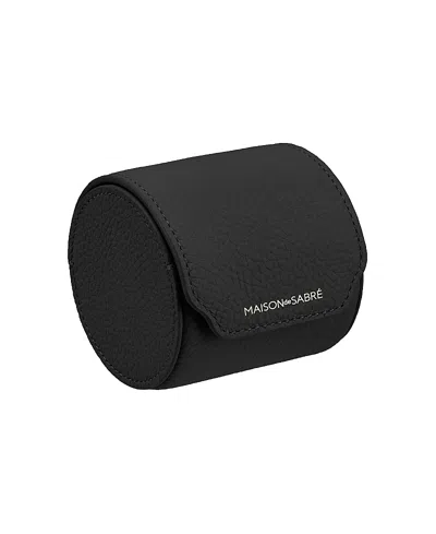 Maison De Sabre Leather Watch Roll In Black Caviar