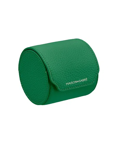 Maison De Sabre Leather Watch Roll In Emerald Green
