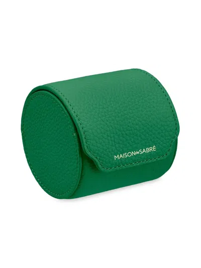 Maison De Sabre Leather Watch Roll In Green