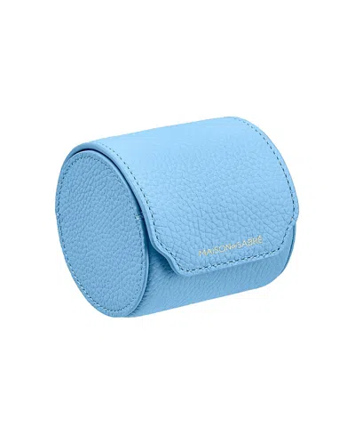 Maison De Sabre Leather Watch Roll In Sky Blue