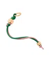 Maison De Sabre Leather Wristlet Charm In Emerald Lily