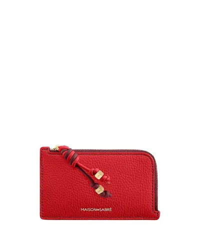 Maison De Sabre Leather Zip Card Holder In Red