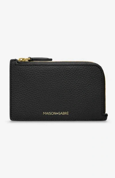 Maison De Sabre Maison De Sabré Leather Zip Card Holder In Black Caviar