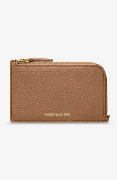 Maison De Sabre Maison De Sabré Leather Zip Card Holder In Sandstone Brown