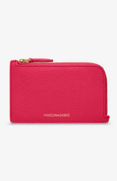 Maison De Sabre Maison De Sabré Leather Zip Card Holder In Shibuya Fuchsia